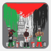 Children of Gaza Painting Palestine Flag  スクエアシール (正面)