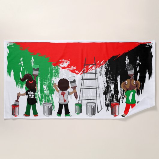 Children of Gaza Painting Palestine Flag ビーチタオル (正面)