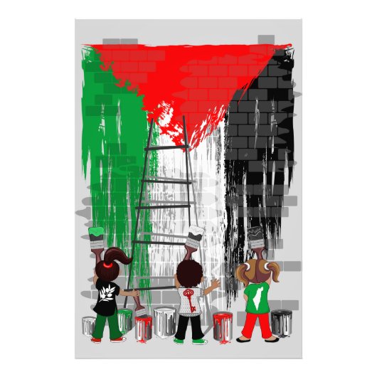 Children of Gaza Painting Palestine Flag  フォトプリント (正面)