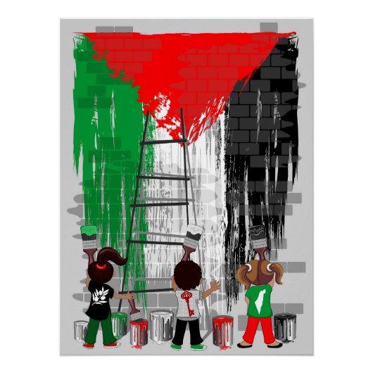 Children of Gaza Painting Palestine Flag  ポスター (正面)