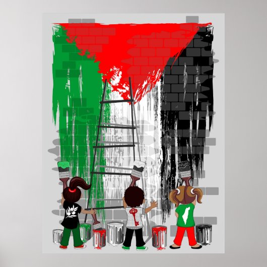 Children of Gaza Painting Palestine Flag  ポスター (正面)
