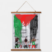 Children of Gaza Painting Palestine Flag  吊り下げ型タペストリー (正面)