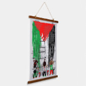 Children of Gaza Painting Palestine Flag  吊り下げ型タペストリー (傾斜あり)