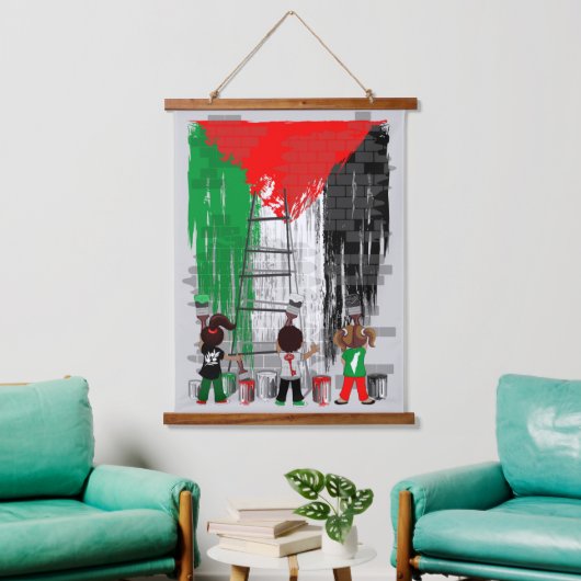 Children of Gaza Painting Palestine Flag  吊り下げ型タペストリー (リビング)