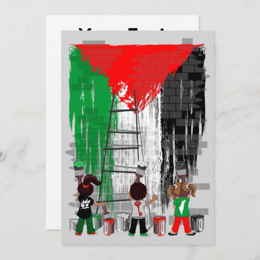 Children of Gaza Painting Palestine Flag  招待状 (正面/裏面)