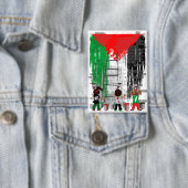 Children of Gaza Painting Palestine Flag  缶バッジ (インサイチュ)