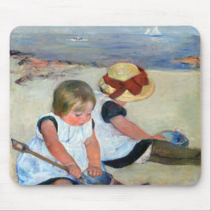 Children on the Beach, Cassatt マウスパッド