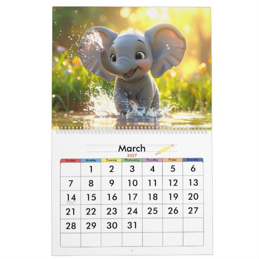 children’s 3D Cartoon Animal Calendar – Fun & Cute カレンダー (3月 2027)