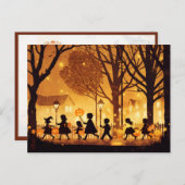 Children Trick or Treating on Halloween Night シーズンポストカード (正面/裏面)