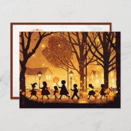 Children Trick or Treating on Halloween Night ポストカード