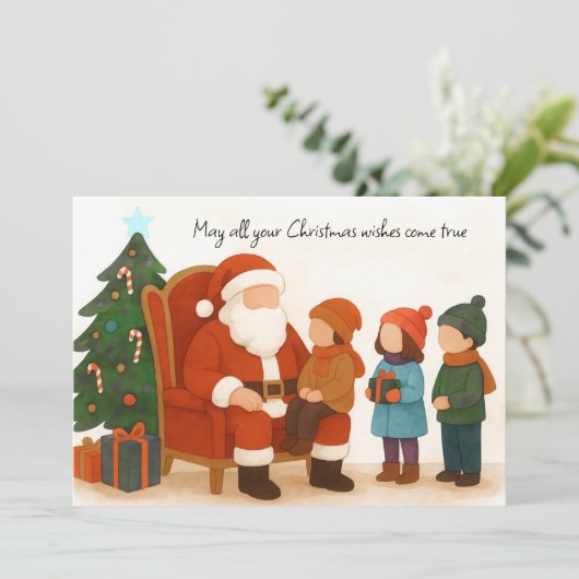 Children Visiting Santa Before Christmas カード (スタンド正面)
