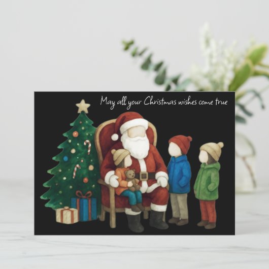 Children Visiting Santa Before Christmas 2 カード (スタンド正面)