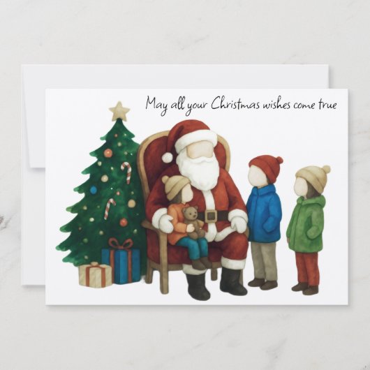 Children Visiting Santa Before Christmas 2 カード (正面)
