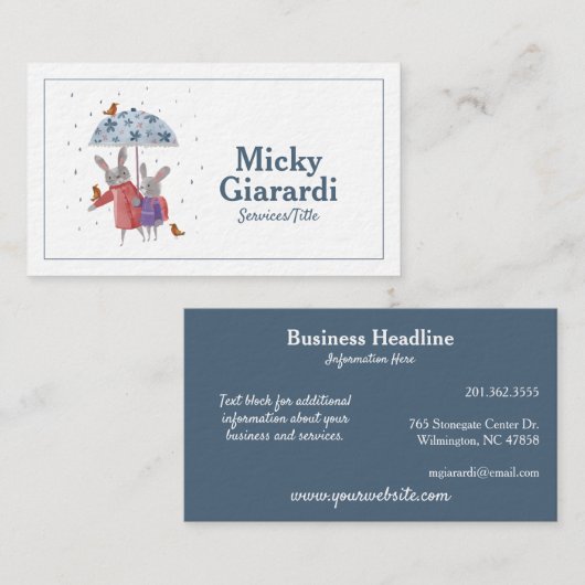 Children's Art Patient, Nanny, Tutor 名刺 (正面/裏面)