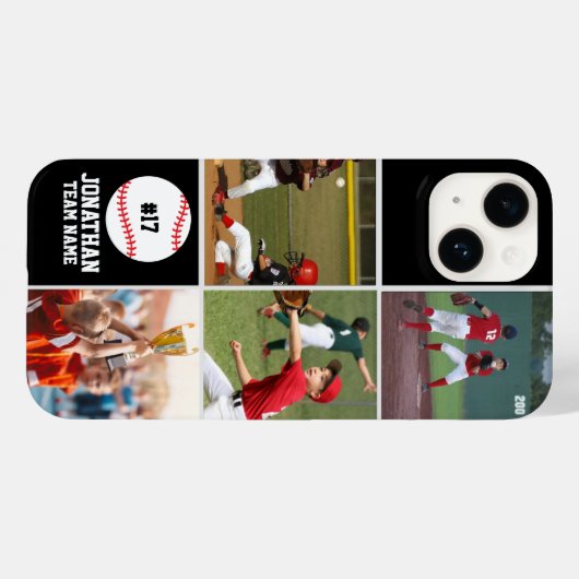 Children's Baseball Team Photo Collage Black Case-Mate iPhoneケース (裏面 (横))