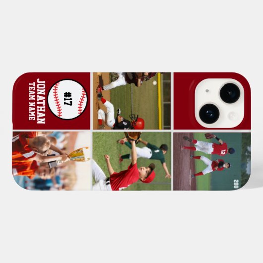 Children's Baseball Team Photo Collage Red Case-Mate iPhoneケース (裏面 (横))