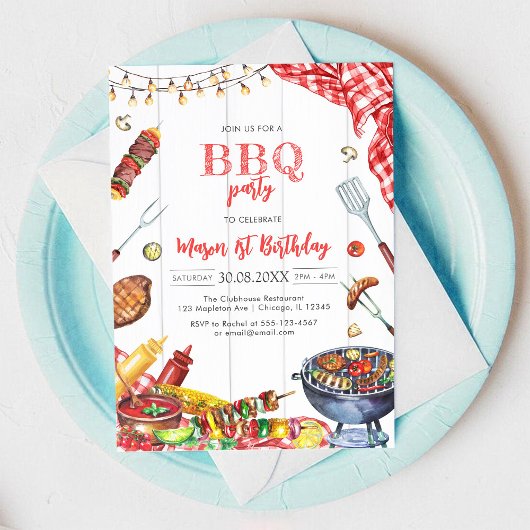 Children's BBQ Birthday Invitation 招待状