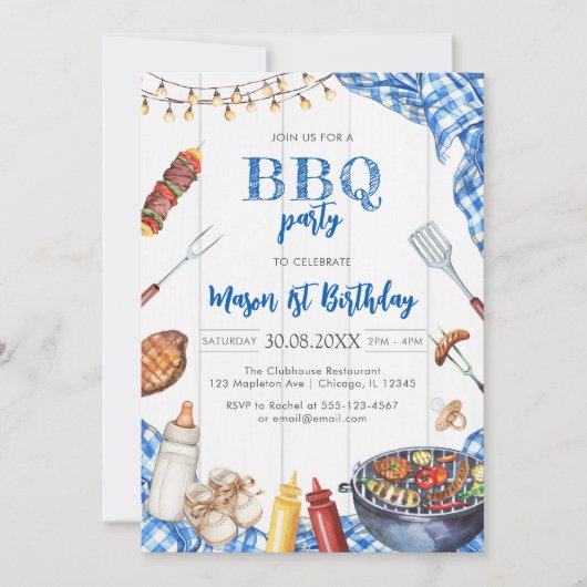 Children's BBQ Birthday Invitation 招待状 (正面)