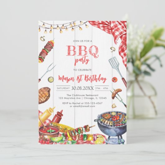 Children's BBQ Birthday Invitation 招待状 (スタンド正面)