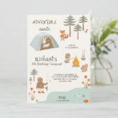 Children's birthday Invitation in camping vibes  招待状 (スタンド正面)