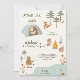 Children's birthday Invitation in camping vibes  招待状