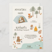 Children's birthday Invitation in camping vibes  招待状 (正面/裏面)