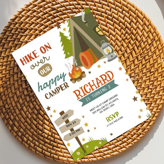 Children's Birthday Invitation with camping vibes  招待状