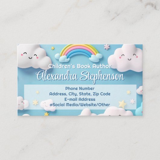 Childrens Book Author Librarian Kids Teacher Cloud 名刺 (正面)