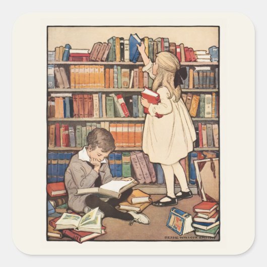 Children's Book Week by Jessie Willcox Smith スクエアシール (正面)