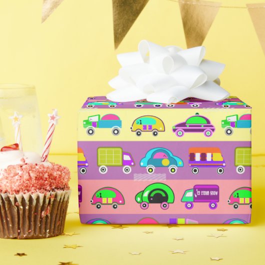 Children's bright colorful cars for boys  ラッピングペーパー (誕生日パーティー)
