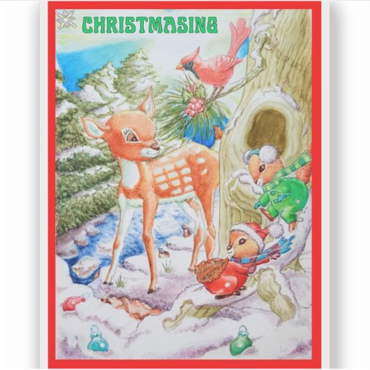 Childrens Christmas Custom-Cut Vinyl Sticker シール (正面)