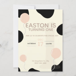 Children's Cow Birthday Invitation 招待状