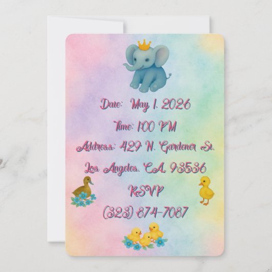 Children's Customizable Birthday Invitations  招待状 (裏面)