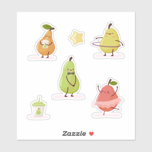 Children's group of fun pears シール (シート)