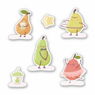 Children's group of fun pears シール