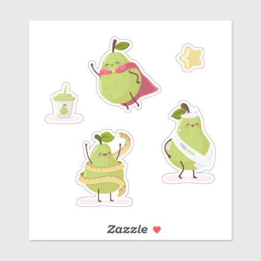 Children's group of special and fun pears シール (シート)