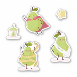 Children's group of special and fun pears シール