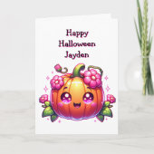 Children's Halloween Pumpkin Coloring Page カード (正面)