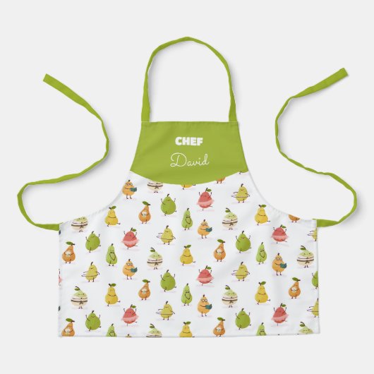 Children's pattern of fun pears エプロン (正面)