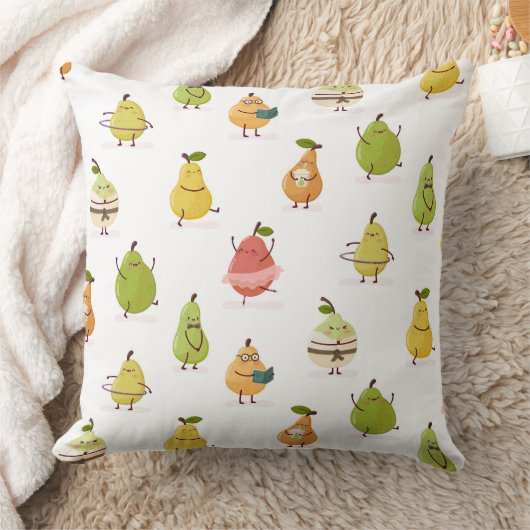 Children's pattern of fun pears クッション (ブランケット)