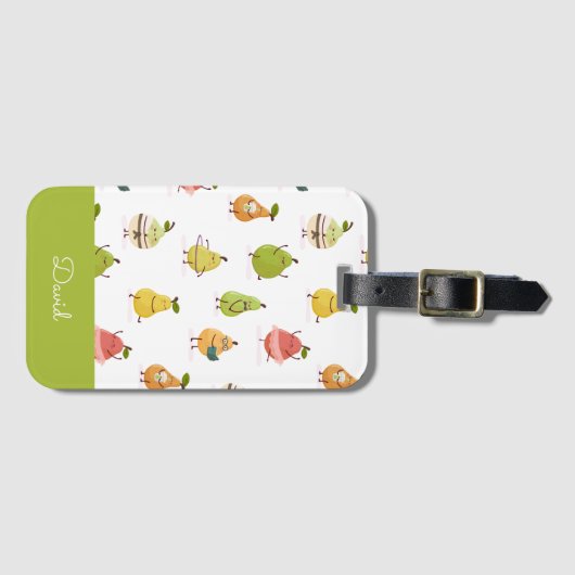 Children's pattern of fun pears ラゲッジタグ (正面横)