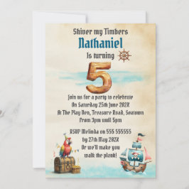 Childrens Pirate Themed Birthday Party Invitation 招待状