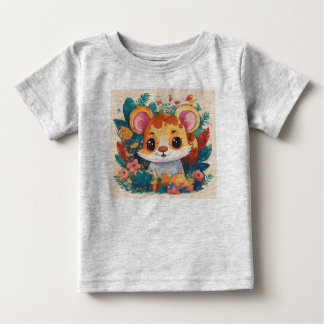 Children's playful animal project t-shirt, vector. ベビーTシャツ