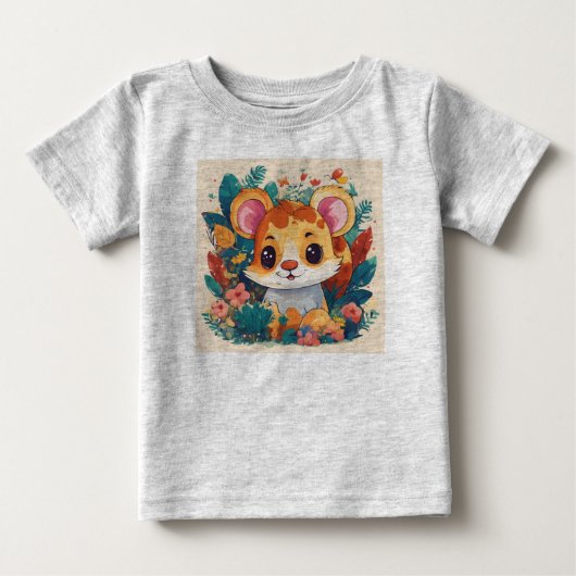 Children's playful animal project t-shirt, vector. ベビーTシャツ (正面)