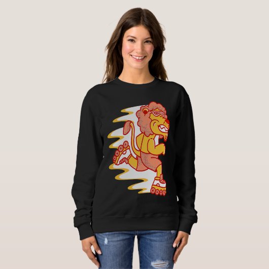 Children's roller skates, cute animals, roller ska スウェットシャツ (正面フル)