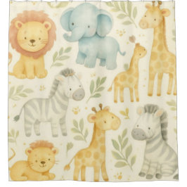 Children's Safari Baby Animal Shower Curtain シャワーカーテン