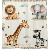 Children's Safari Baby Animal Shower Curtain シャワーカーテン (正面)