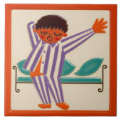 Children's Sleeping Boy - Ceramic Tile タイル (正面)