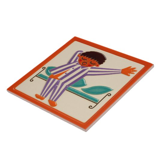 Children's Sleeping Boy - Ceramic Tile タイル (側面)