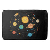 Children's Solar System Rug - Black Color バスマット (正面)